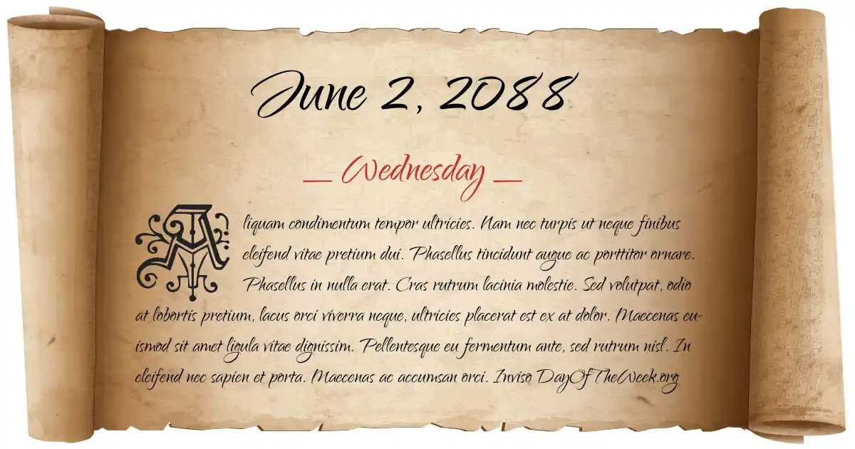 What Day Of The Week Is June 2, 2088?