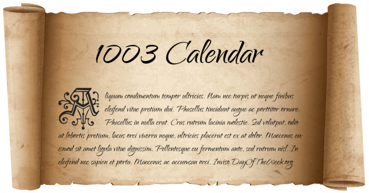 1003 Calendar