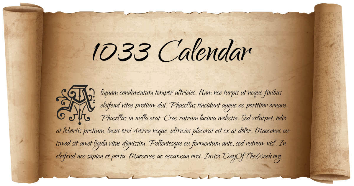 January 1, 1033 date scroll poster