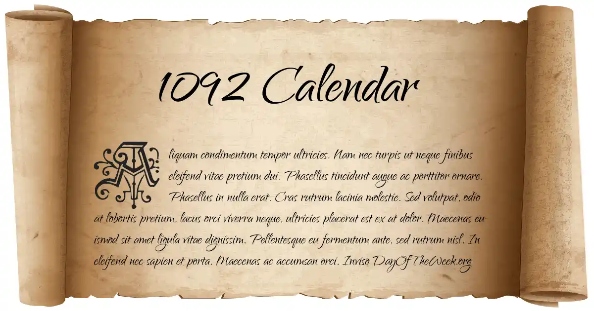 January 1, 1092 date scroll poster