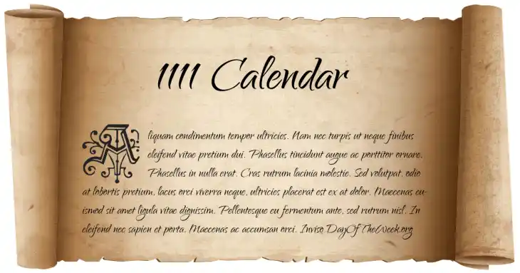 1111 Calendar 1111 Calendar