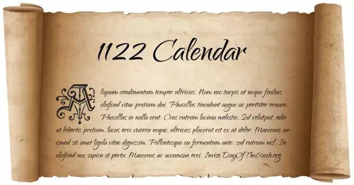 1122 Calendar