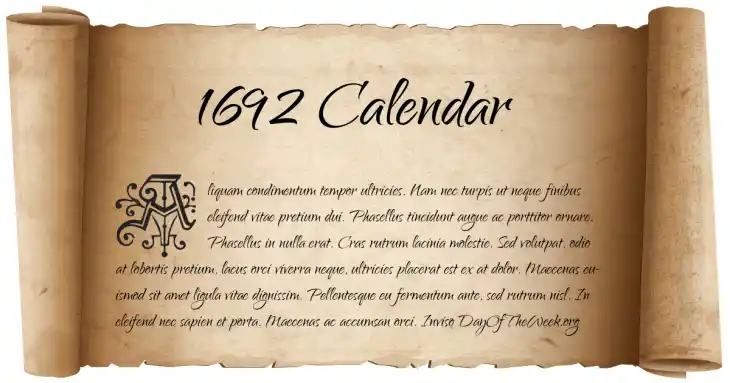 1692 Calendar