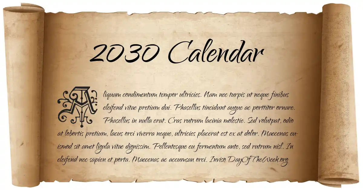 January 1, 2030 date scroll poster