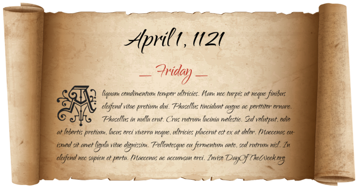Friday April 1, 1121
