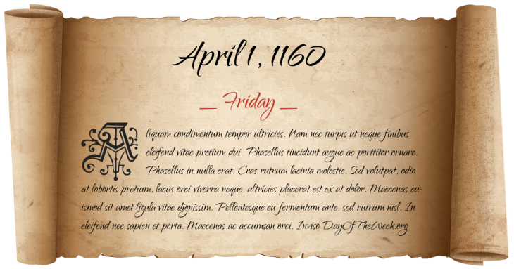 Friday April 1, 1160