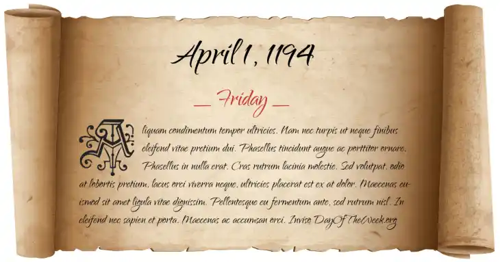 Friday April 1, 1194