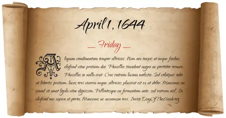 Friday April 1, 1644