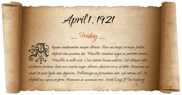 Friday April 1, 1921