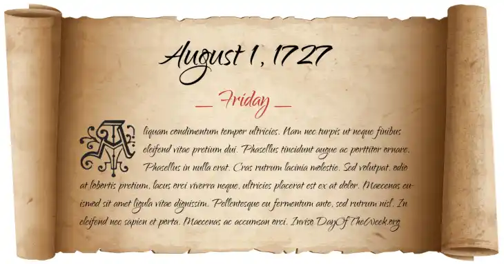 Friday August 1, 1727