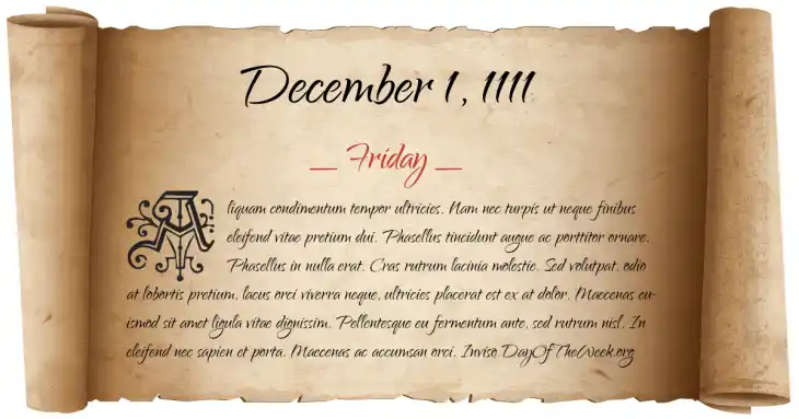 Friday December 1, 1111