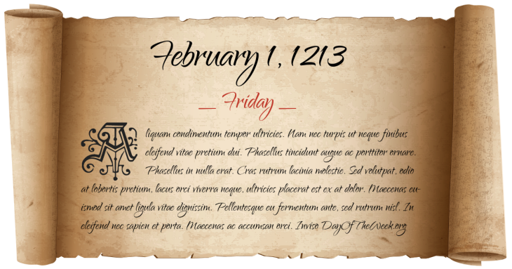 Friday February 1, 1213