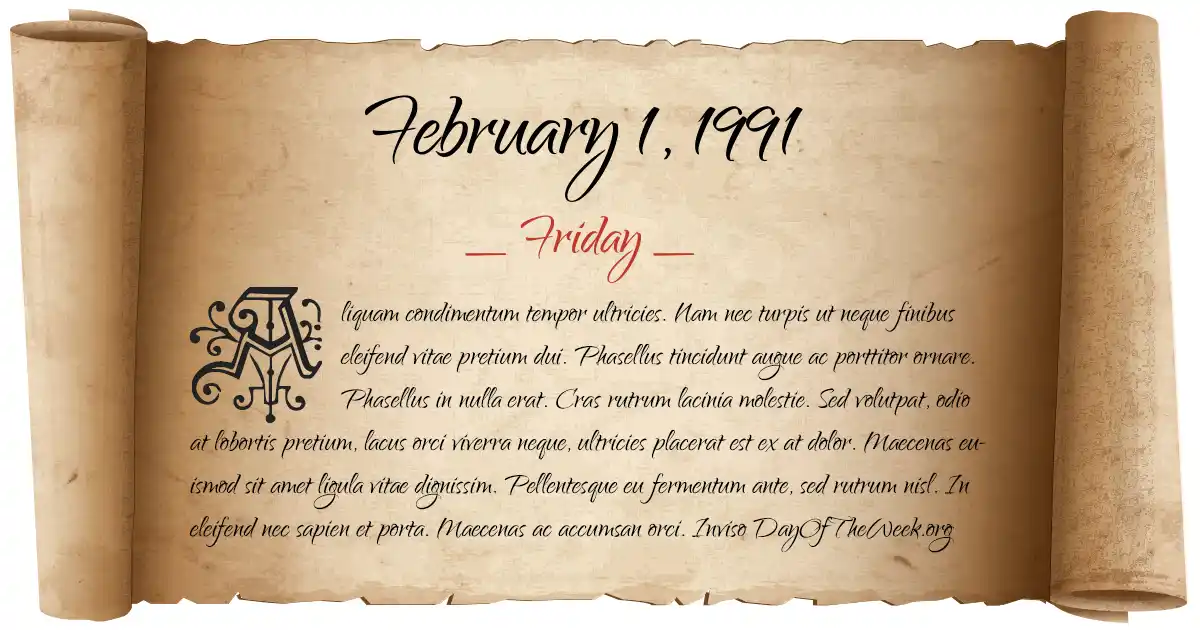 February 1, 1991 date scroll poster