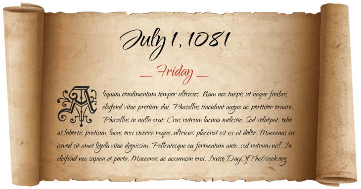 Friday July 1, 1081