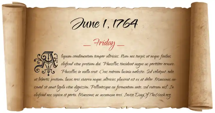 Friday June 1, 1764