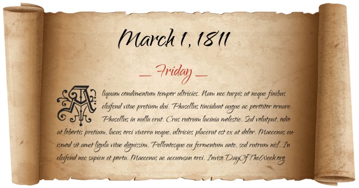 Friday March 1, 1811