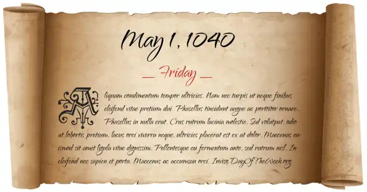 Friday May 1, 1040
