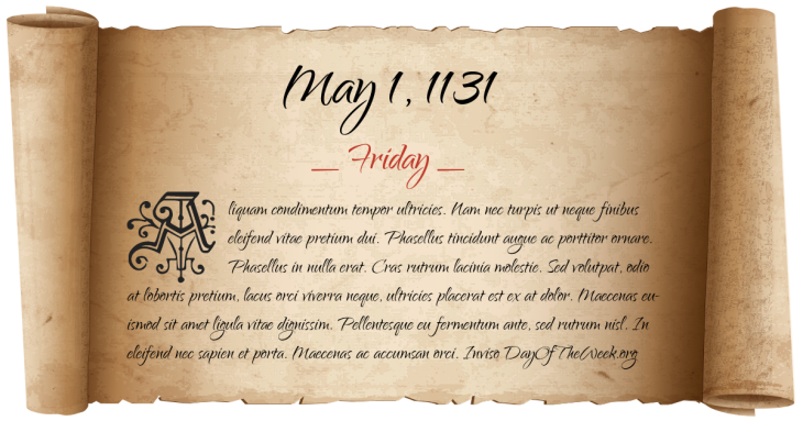 Friday May 1, 1131