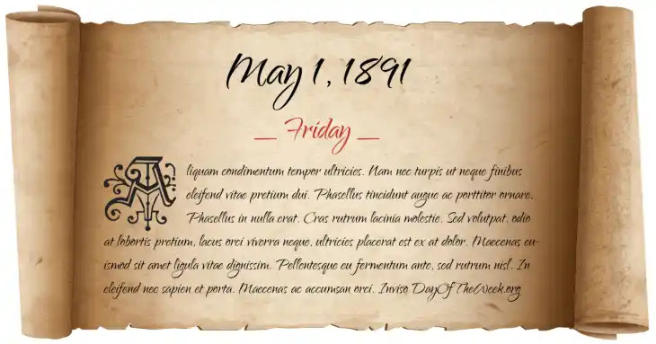 Friday May 1, 1891