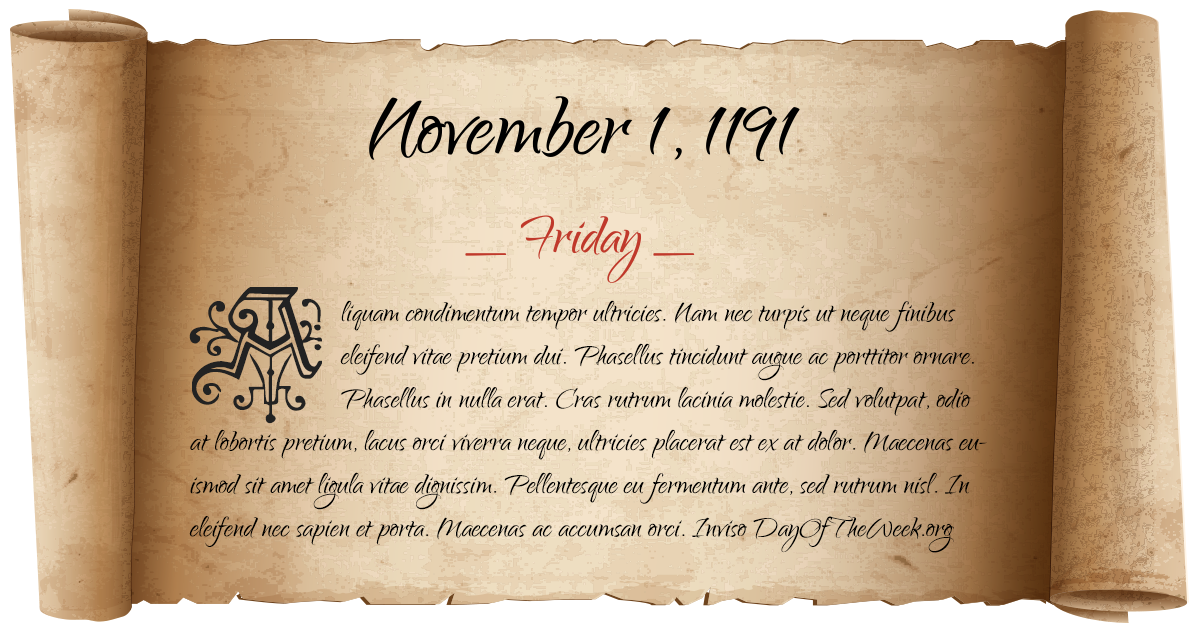 November 1, 1191 date scroll poster