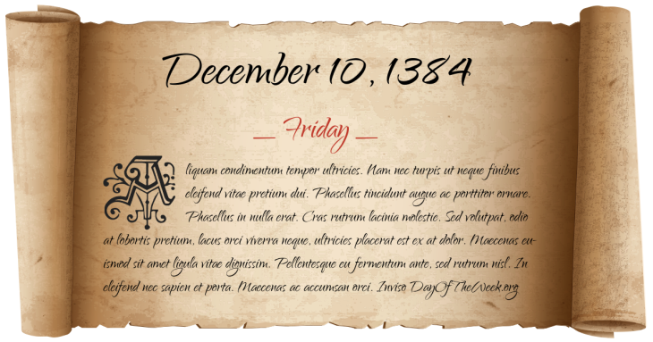 Friday December 10, 1384