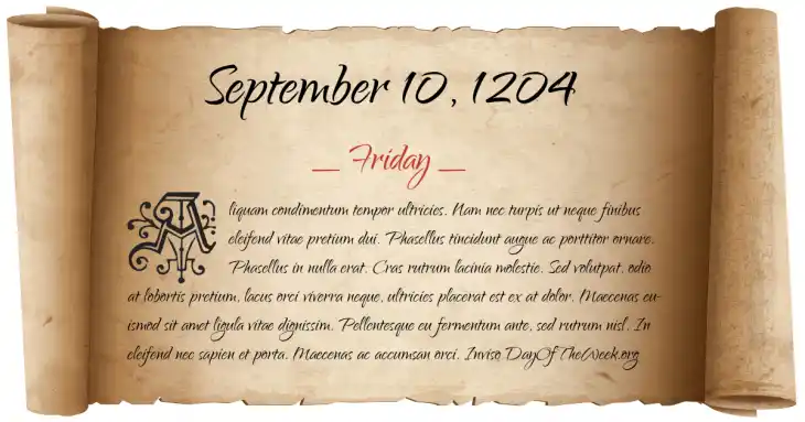 Friday September 10, 1204