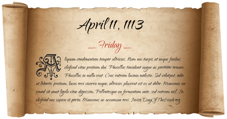 Friday April 11, 1113