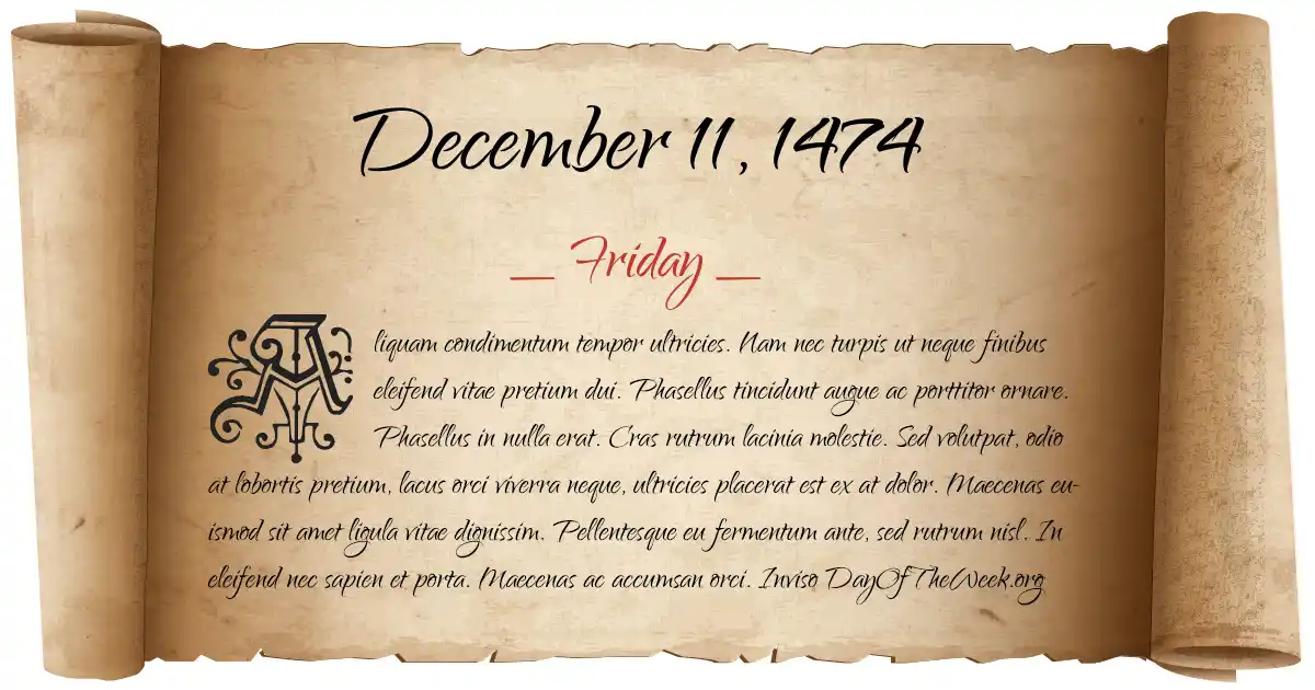 December 11, 1474 date scroll poster