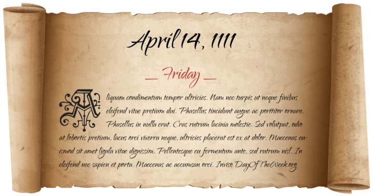 Friday April 14, 1111