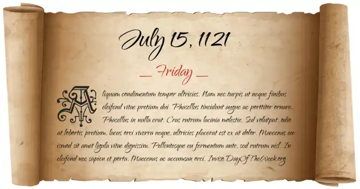 Friday July 15, 1121