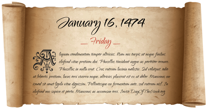 Friday January 16, 1474