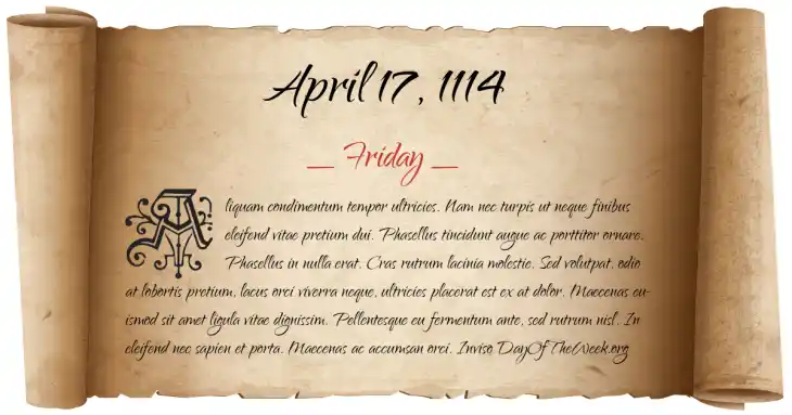 Friday April 17, 1114