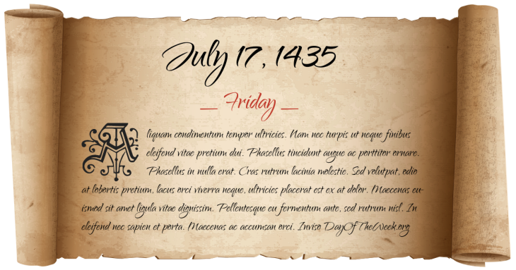 Friday July 17, 1435