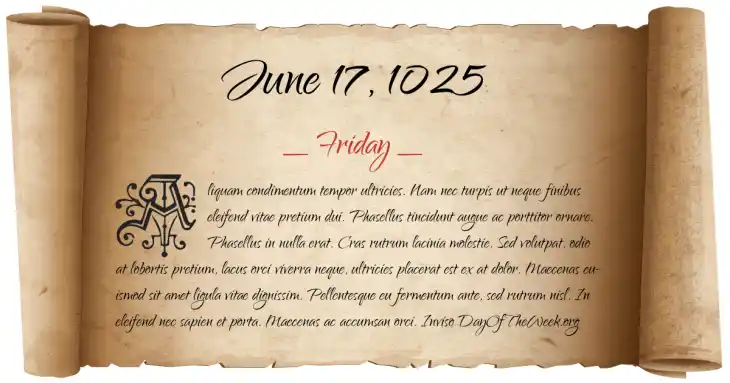 Friday June 17, 1025