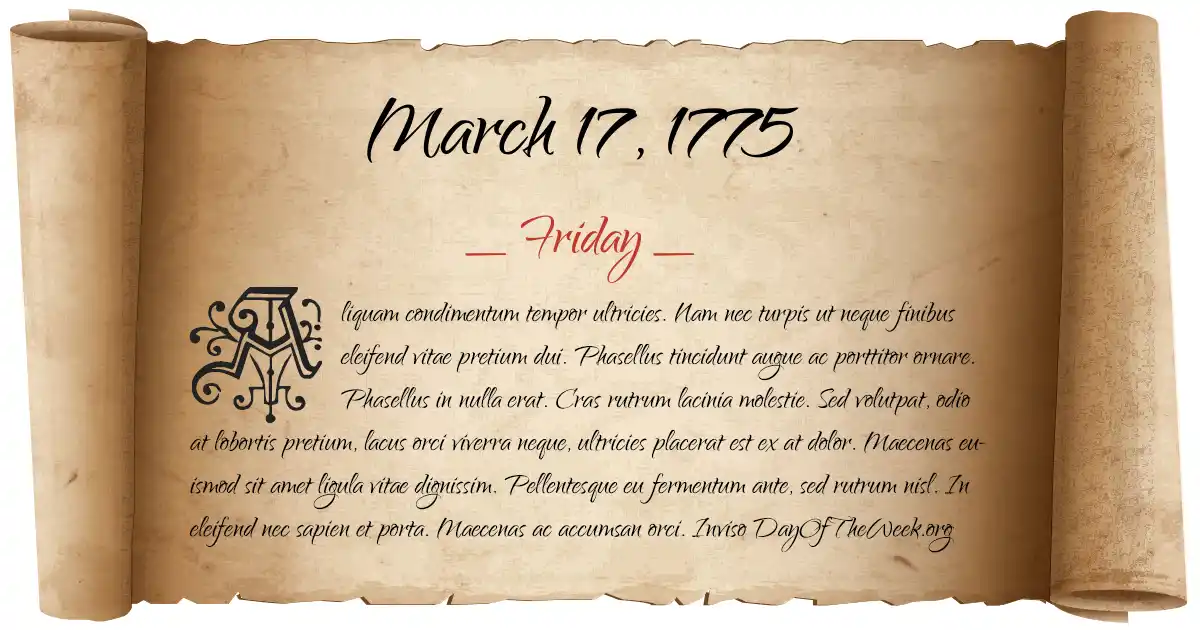 March 17, 1775 date scroll poster