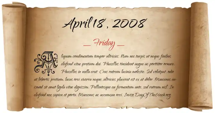 Friday April 18, 2008