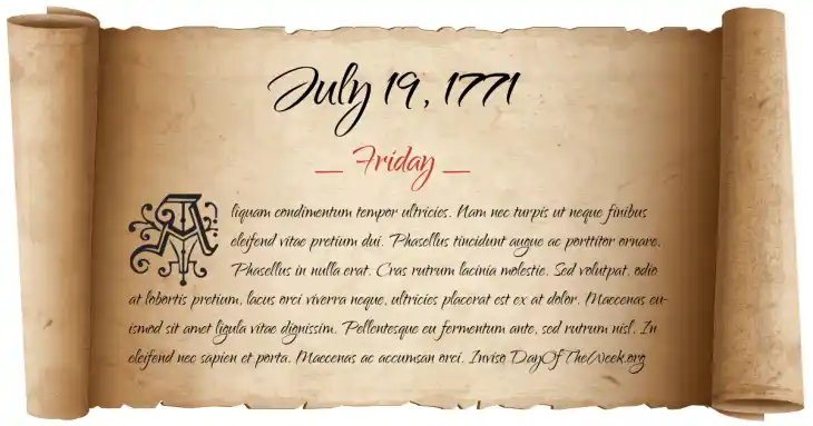 Friday July 19, 1771