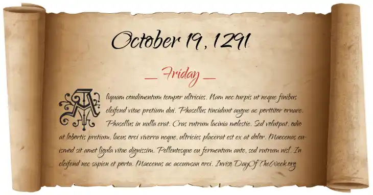 Friday October 19, 1291