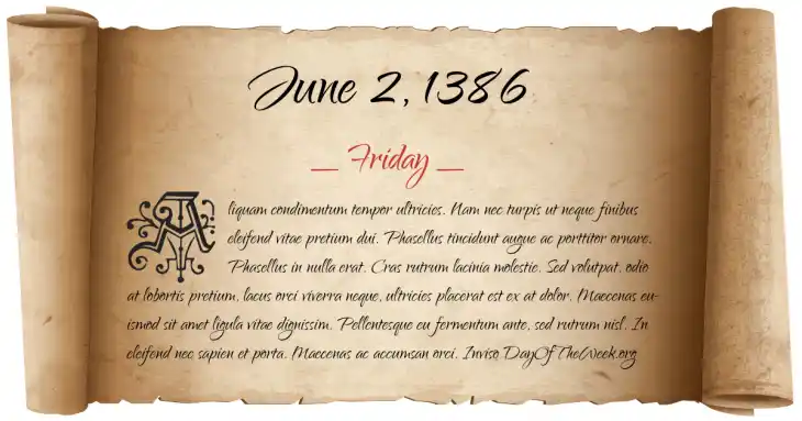 Friday June 2, 1386