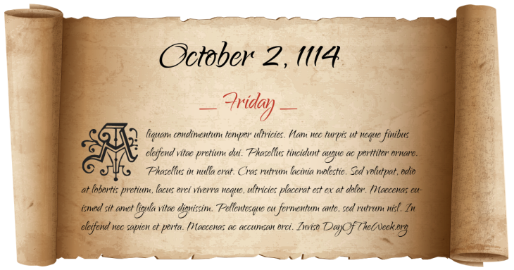 Friday October 2, 1114