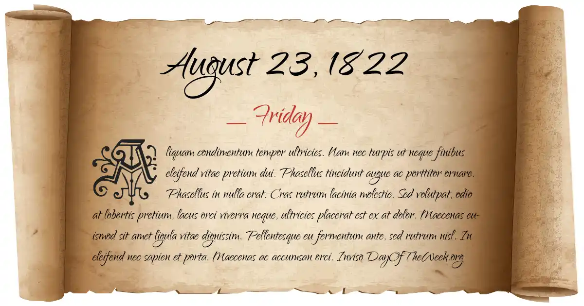 August 23, 1822 date scroll poster