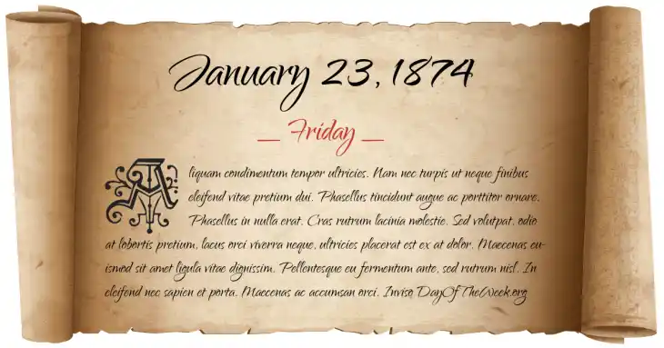 Friday January 23, 1874