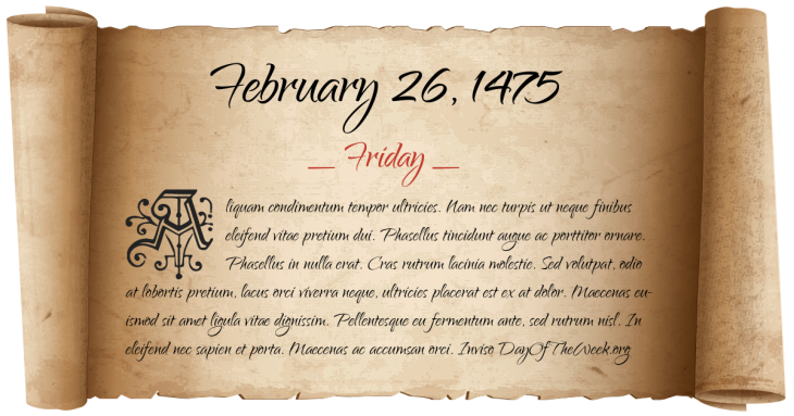 Friday February 26, 1475
