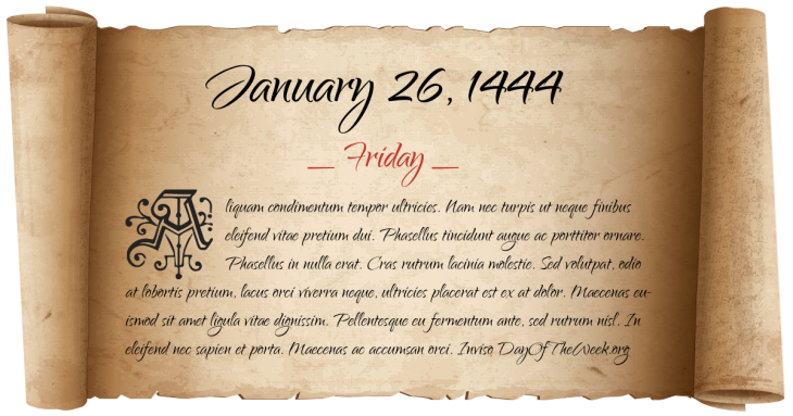 Friday January 26, 1444