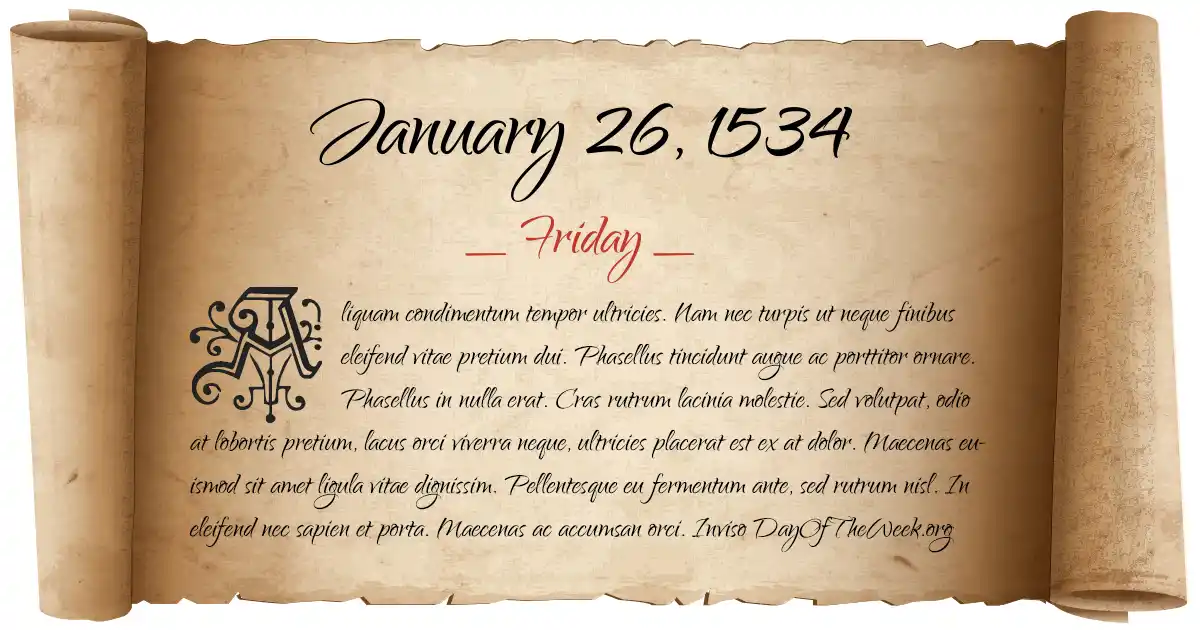 January 26, 1534 date scroll poster