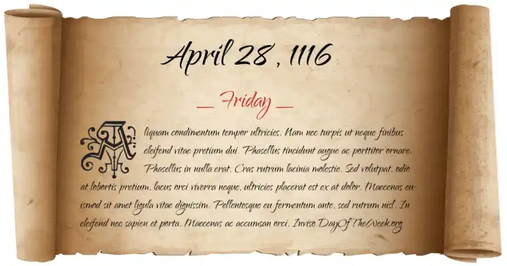 Friday April 28, 1116