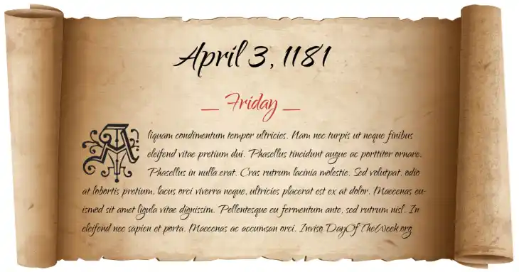Friday April 3, 1181
