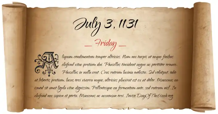 Friday July 3, 1131