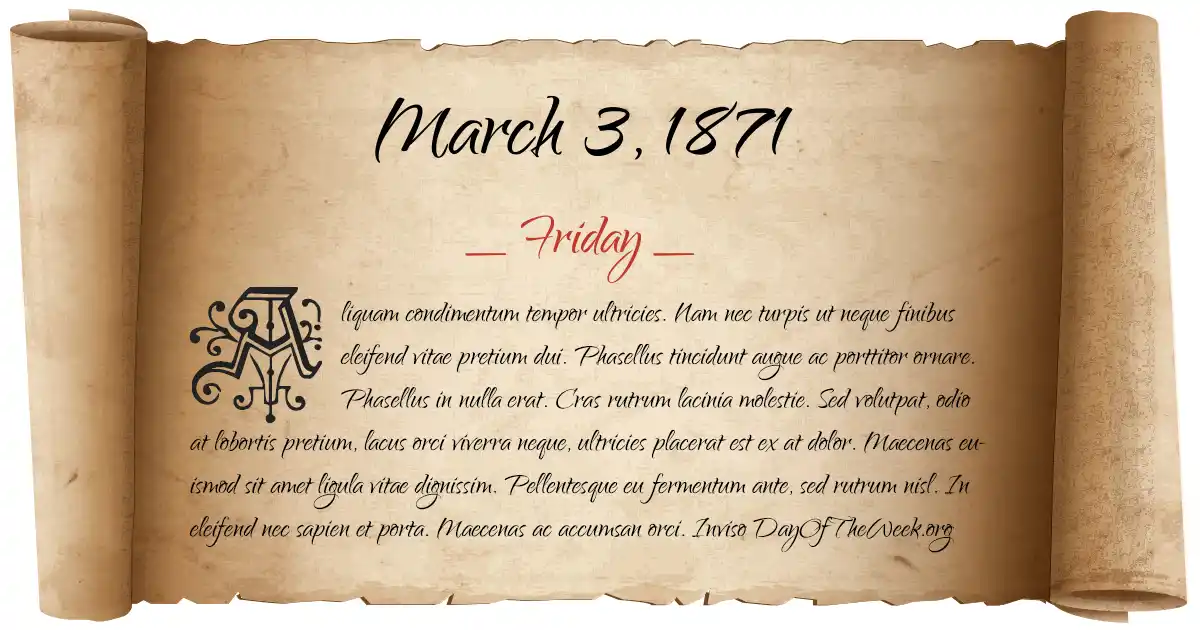 March 3, 1871 date scroll poster