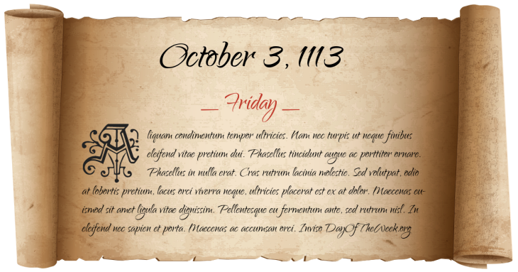 Friday October 3, 1113
